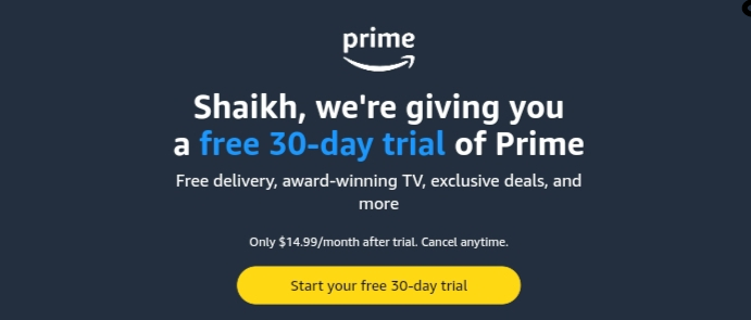 How to activate Amazon prime free trial